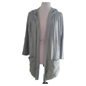 Isaac Misrahi live cardigan/open front with hoodie size M cotton blend